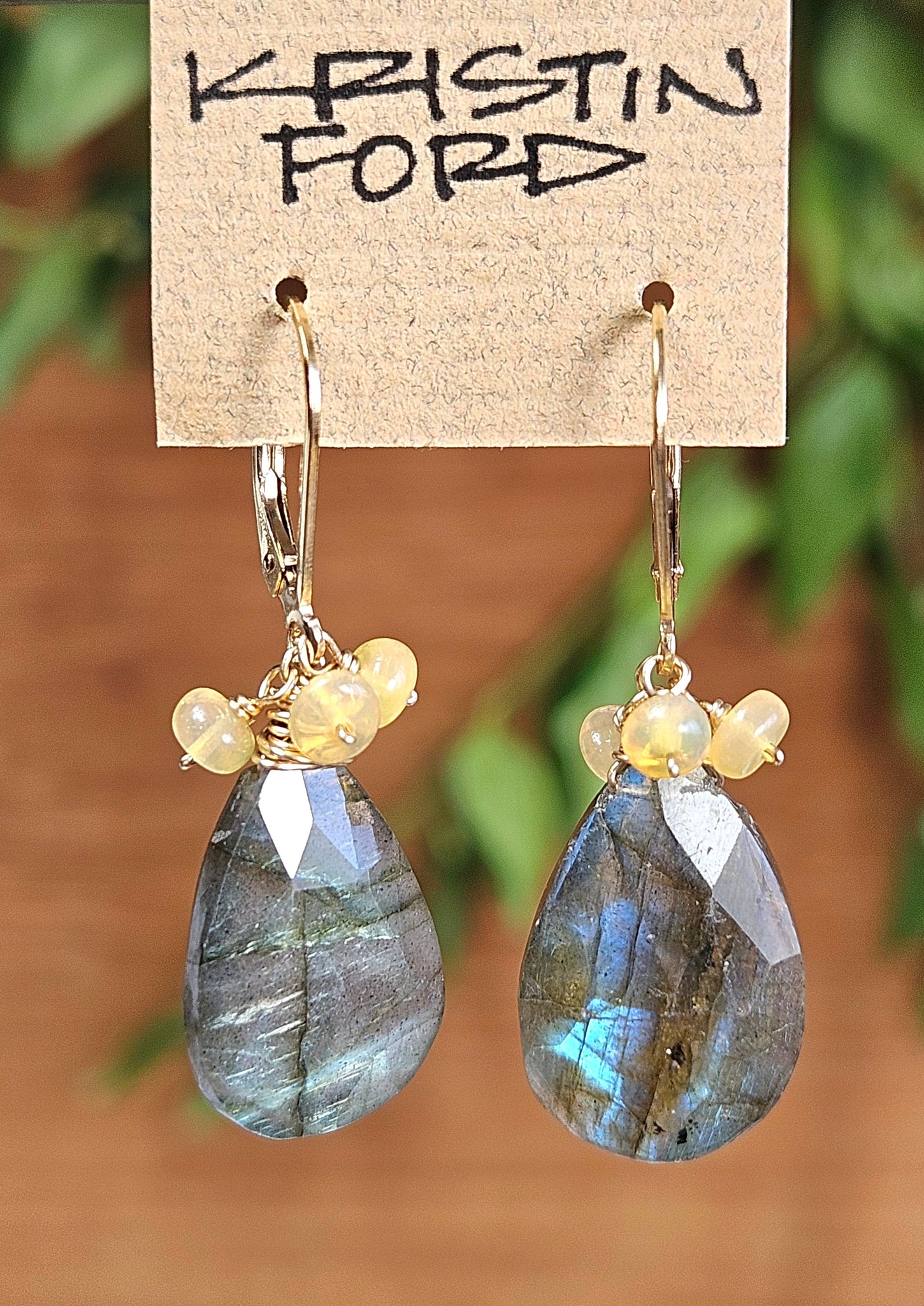 Labradorite and Opal Cluster Earrings EBK0120G