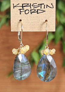 Labradorite and Opal Cluster Earrings EBK0120G
