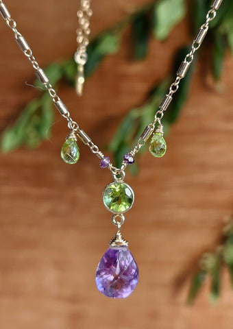 One of a Kind Amethyst &  Peridot Necklace
