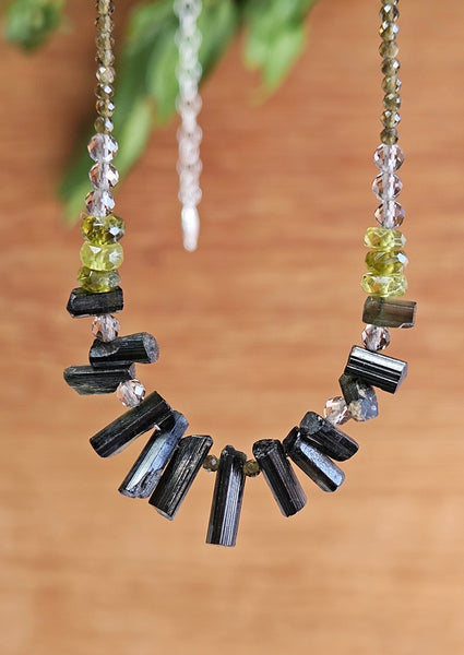 Vessuvianite, Smoky Quartz & Chrome Diopside Earrings EGR3223