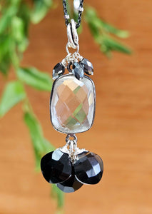 Clear Quartz and Black Andradite Garnet Necklace  NBK0824