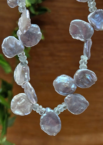 Keishi Pearl & Aquamarine Necklace NWH1624