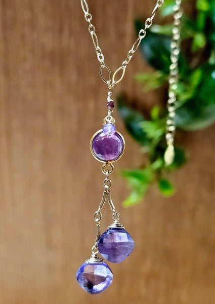 GF) Amethyst Cushion & Ruby Necklace  NWH3524G