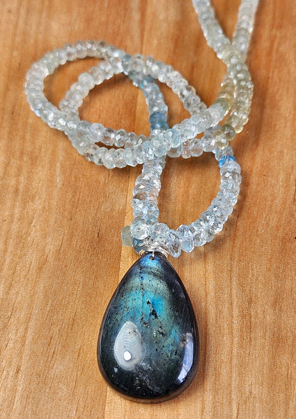 One of a Kind Labradorite & Aquamarine Necklace