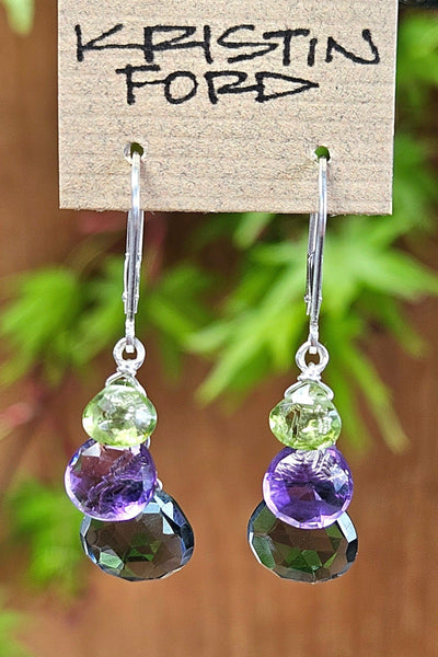 Slate Quartz, Green Apatite, Amethyst & Serpentine Necklace  NWH1825