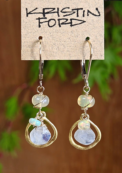 Rainbow Moonstone Earrings  EWH3114G