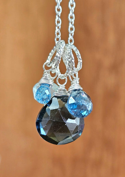 Slate Blue Quartz & Floaters Necklace NBL0221