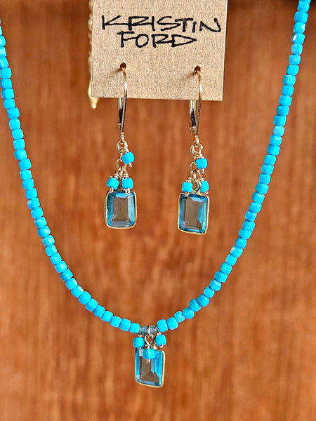 Blue Topaz & Turquoise Earrings EBL3724G