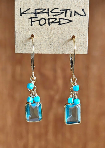 Blue Topaz & Turquoise Earrings EBL3724G