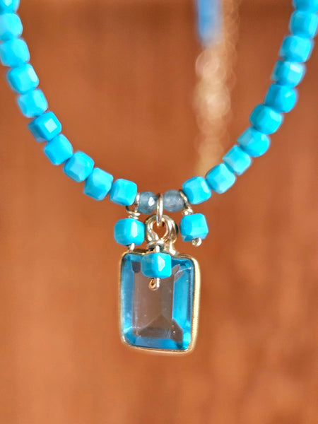 Blue Topaz & Turquoise Necklace NBL3724G