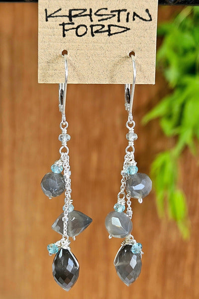 Black Moonstone, Labradorite & Apatite Earrings EBK2123