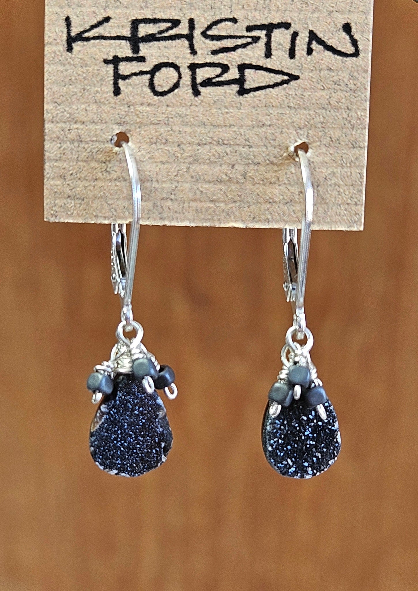 Black Druzy & Hematite Earrings EBK2714