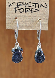 Black Druzy & Hematite Earrings EBK2714