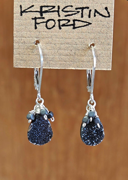 Black Druzy & Hematite Necklace  NBK1514