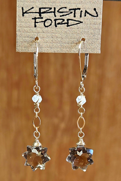 Smoky Quartz Star & Moonstone Earrings EBR2020