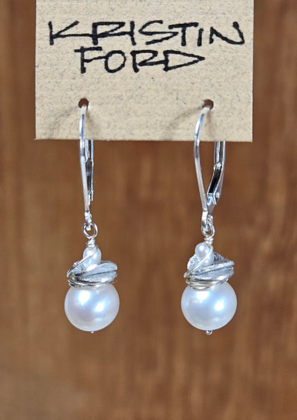 Fresh Water Pearl and SS OR GF "Chips" Earrings EWH2318/EWH2318G