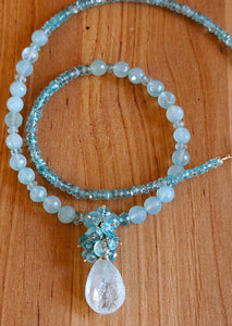 One of a Kind Aquamarine, Apatite & Chalcedony Necklace