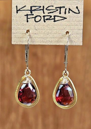 Strung Garnet Tear Drop Necklace NRD5423G