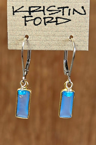 Bezelled Blue Chalcedony with Apatite Drop Earrings EWH9419GBL