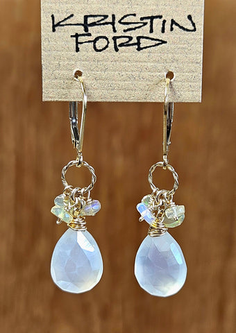 Moonstone with Opal Cluster Earrings EWH1420G