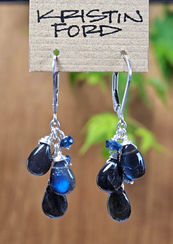 Black Labradorite & Kyanite Earrings EBK1123