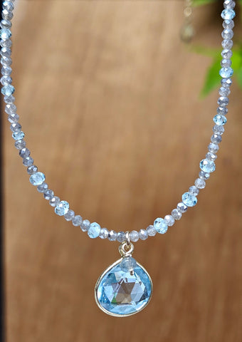 Blue Topaz & Labradorite Necklace NBL4410G