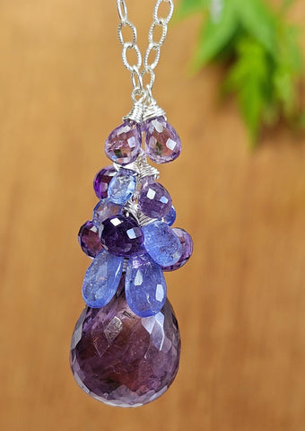 One of a Kind Amethyst & Tanzanite Necklace