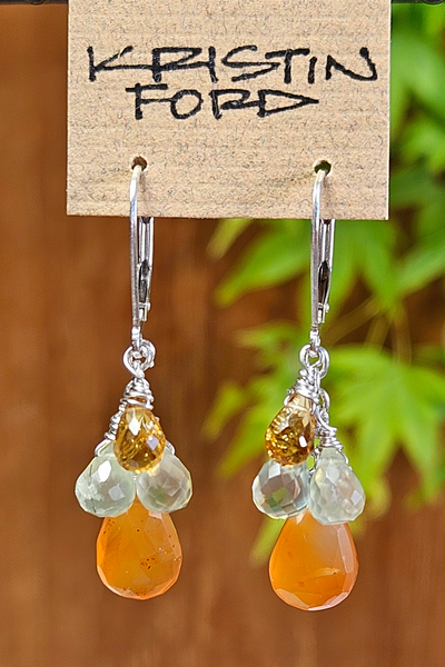 Carnelian Prehnite & Citrine Earrings  EWH2124