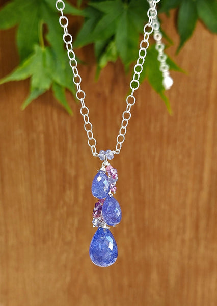 One of a Kind Tanzanite Teardrops Necklace and Earrings