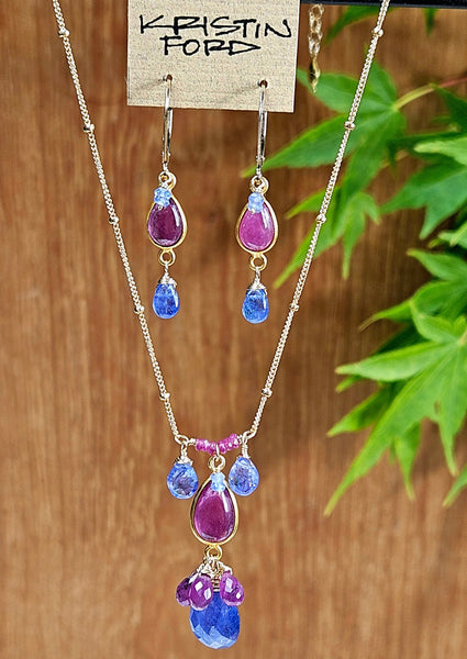 GF) Bezelled Ruby and Tanzanite Necklace  NWH0122G