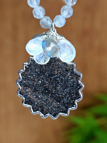 Black Sunstone & Labradorite Necklace  NBK0624