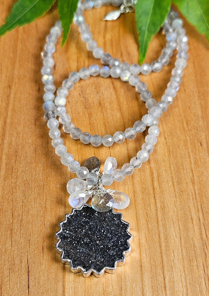 Black Sunstone & Labradorite Necklace  NBK0624