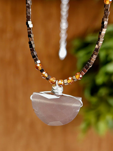 Copper Hematite & Chocolate Moonstone Necklace NBR0624