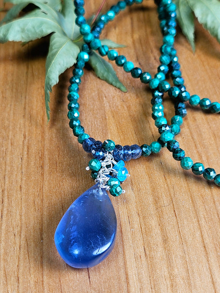 Blue Fluorite & Malachite Necklace  NWH2424