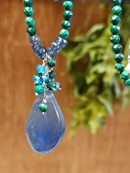 Blue Fluorite & Malachite Necklace  NWH2424