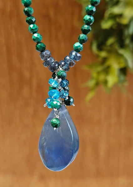 Blue Fluorite & Malachite Necklace  NWH2424