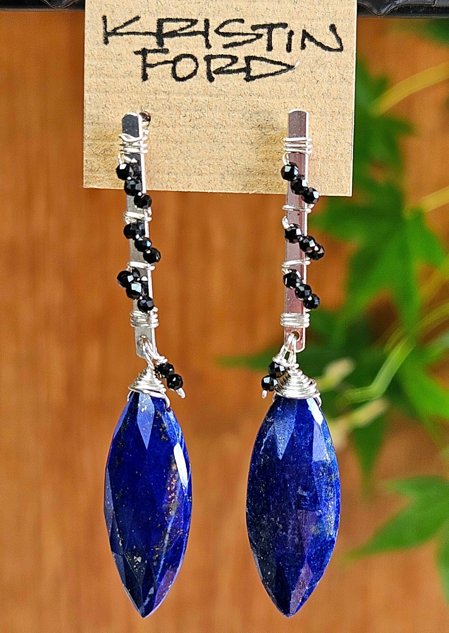 Lapis Lazuli and Black Spinel Earrings  EBL6023