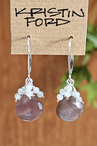 Chocolate Moonstone Earrings  EBR0924