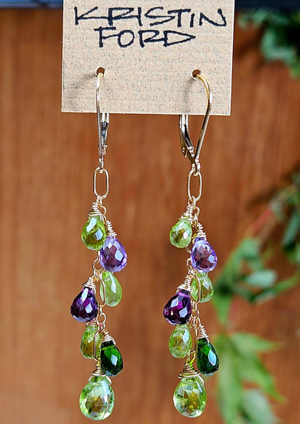 GF) Peridot, Chrome Diopside, Rhodolite & Amethyst Earrings  EGR3220G