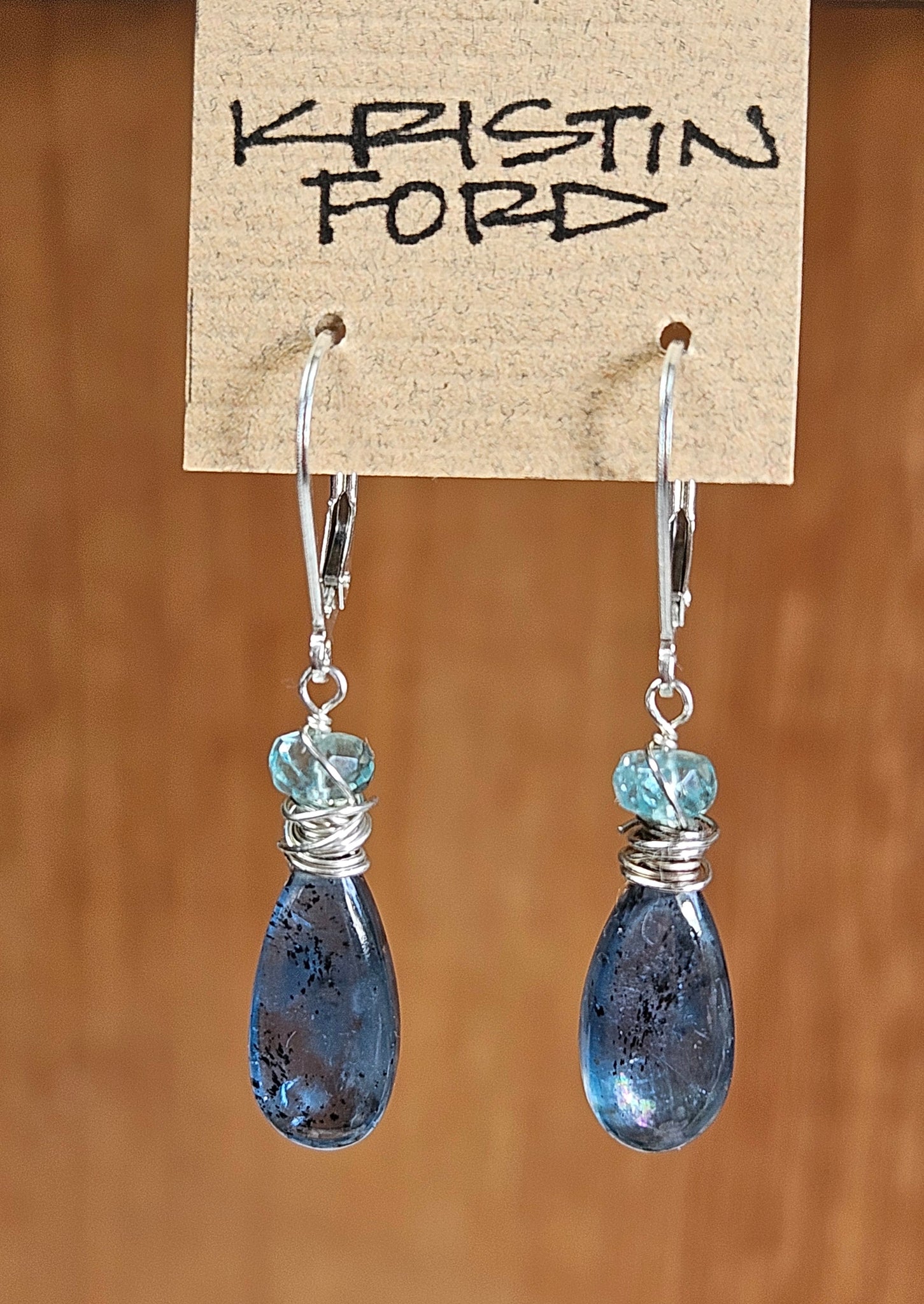 Indigo Kyanite & Apatite Earrings  EBL4024