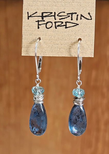 Indigo Kyanite & Apatite Earrings  EBL4024