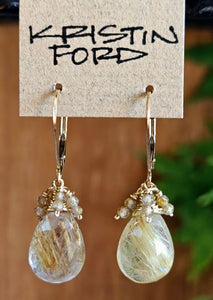 GF) Golden Rutilated Quartz Cluster Earrings EBR2715G