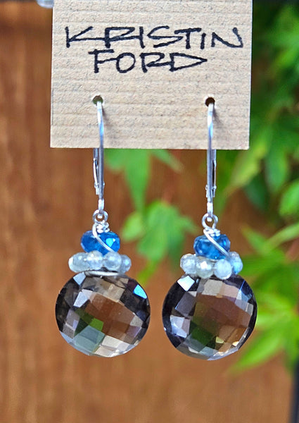 Smoky Quartz Coin Earrings  EBR1424