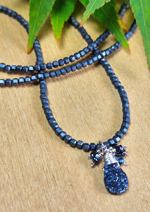 Black Druzy & Hematite Necklace  NBK1514