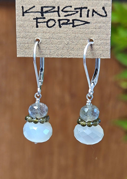 Moonstone, Olive Chrysoprase & Labradorite Earrings EWH4720