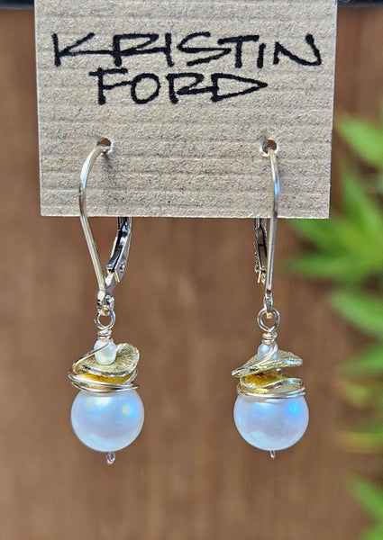 Fresh Water Pearl and SS OR GF "Chips" Earrings EWH2318/EWH2318G