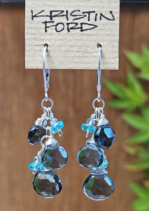 Slate Blue Quartz, Apatite & Iolite Earrings EBK0822