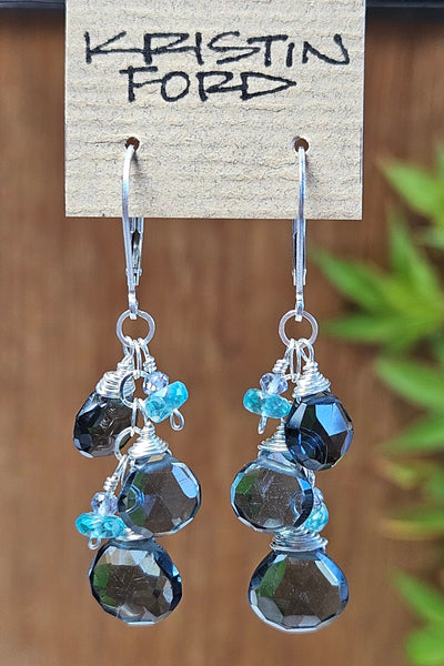 Slate Blue Quartz, Apatite & Iolite Earrings EBK0822