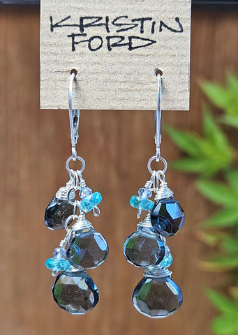 Slate Blue Quartz, Apatite & Iolite Earrings EBK0822