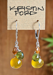 Honey Onyx, Vesuvianite & Hessonite Earrings  EBR1724